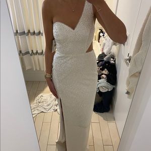 Aidan Mattox Sequin One-Shoulder Column Gown Size4